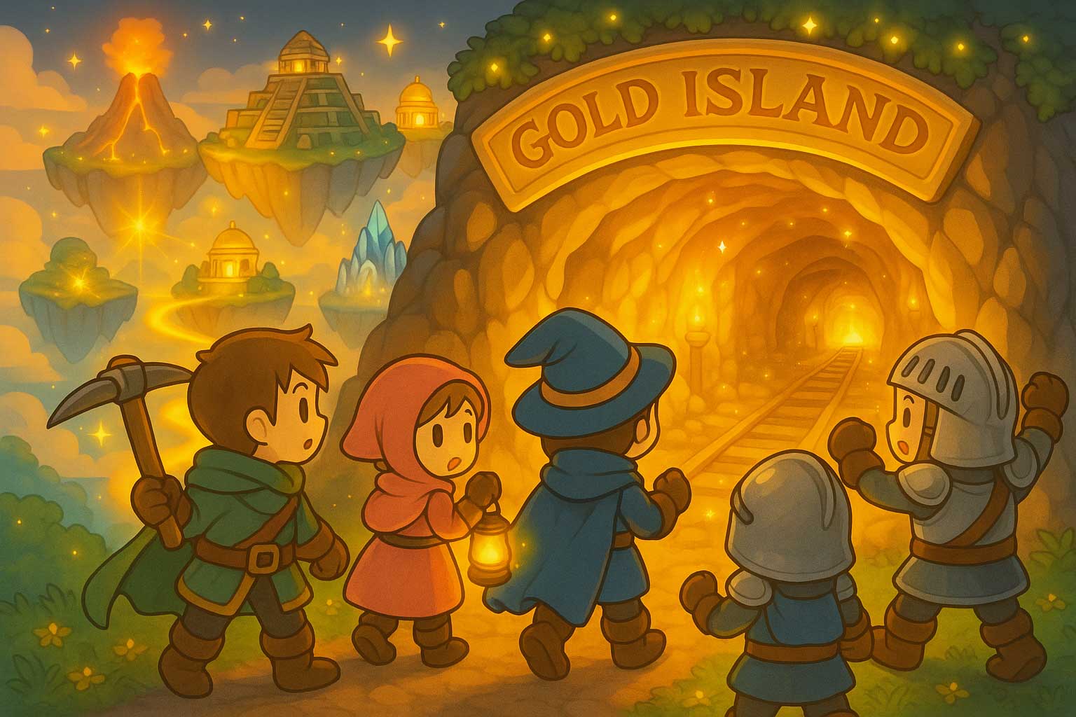 採掘島の入口と光の演出